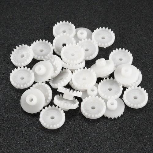 Uxcell 30Pcs/lot C202A 20 Teeth Plastic White Gear 2mm Hole Diameter 4.7x11mm Toy Accessories for DIY Car Robot Motor