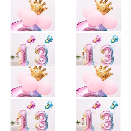 2pcs Big Size 32inch Gold digital Silver number Foil Balloons Mini bear Pink Blue Birthday Party Decoration Globo Kids Christmas