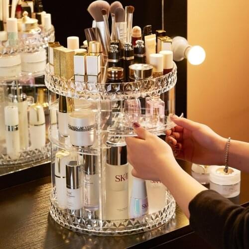 360 Rotating Acrylic Cosmetic Makeup Organizer DIY Detachable Maquillage Adjustable Makeup Storage Holder Rack