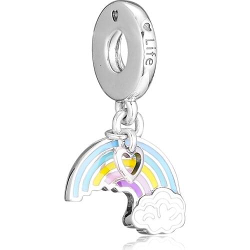 CKK Silver 925 Jewelry Fits Pandora Bracelets Rainbow Of Love Charm, Mixed Enamel Original Sterling Silver Beads