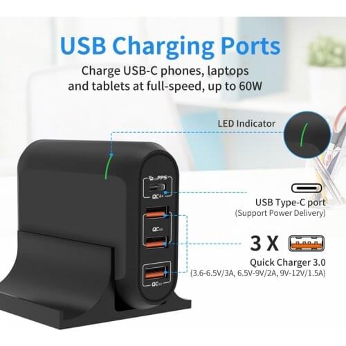 4 in 1 66W GaN Charger USB C Multi Extension Adapter PD QC PPS For Iphone MacBook Laptop Power Bank Wall Charge