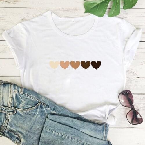 Hearts T-Shirt Harajuku kawaii style Shirt be kind hearts Tees Women Fashion Casual pure cotton Vintage Tees drop shipping