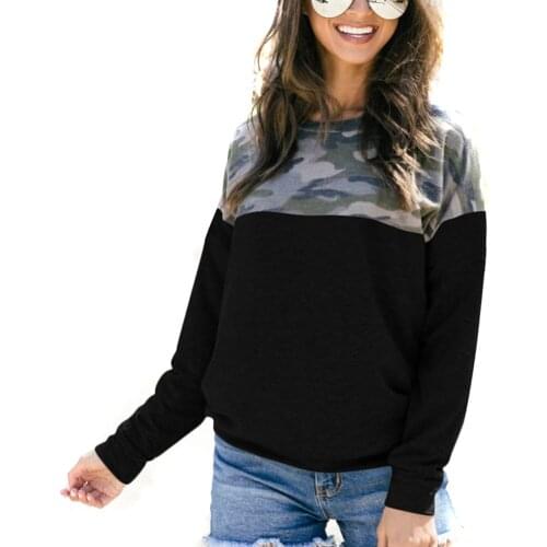 2019 Female Shirts Long Sleeve Round Collar Printing T-shirt Womens Slim Up Splice Tops For Autumn Fashion Shirt