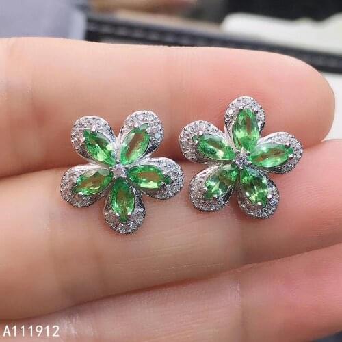 KJJEAXCMY fine jewelry natural Tsavorite 925 sterling silver women earrings new Ear Studs support test popular
