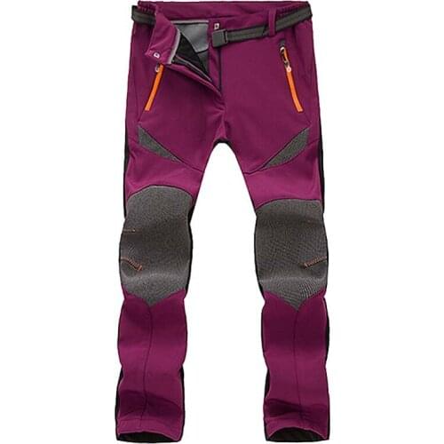 Women Winter Outdoor Sports Fleece Camping Softshell Pants Patchwork Windproof Multi-color Hiking Climbing Ski Trousers