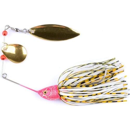 1Pcs 24g Spinner Bait Double Reflective Golden Metal Wobbler Chatter Bait Spoon Buzzbait Jig Jigging Lure Swimbait Spinnerbait