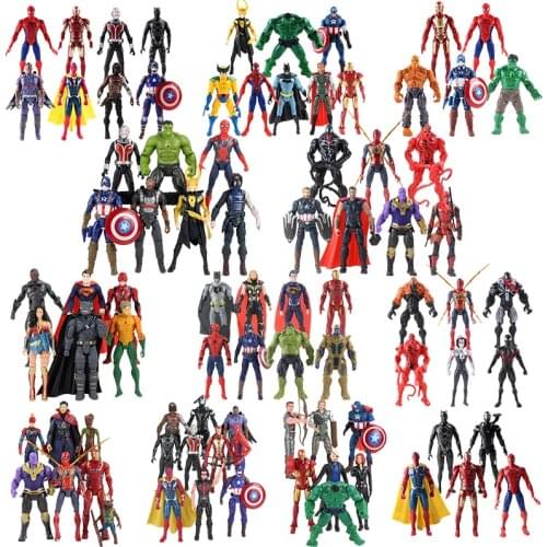 16-18cm Marvel Avengers Figure Toys with LED Light Captain America Venom Black Panther Spiderman Thanos Thor Hulk Superhero Doll