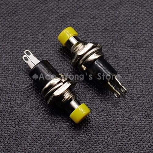 5PCS/lot 7mm Thread Yellow 2 Pins Momentary Push Button Switch PBS-110