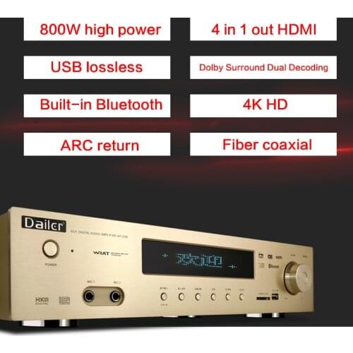 800W 5.1 High Power Amplifier 4K Home Theater HDMI HD DTS Dolby Decoding Amplifier Bluetooth Optical Coaxial USB/SD 110v/220v