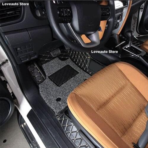 Car Leather Floor Mats Rugs Covers Pads Interior Mat Pad for Toyota Fortuner 2020 2019 2018 2017 2016 Protector Accessories