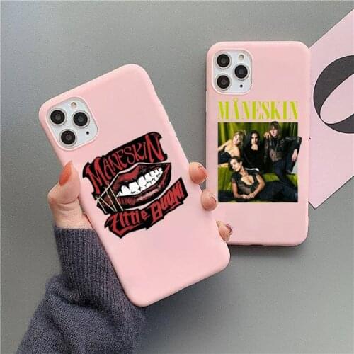 Maneskin Damiano David Phone Case Pink Candy Color for iPhone 11 12 mini pro XS MAX 8 7 6 6S Plus X SE 2020 XR