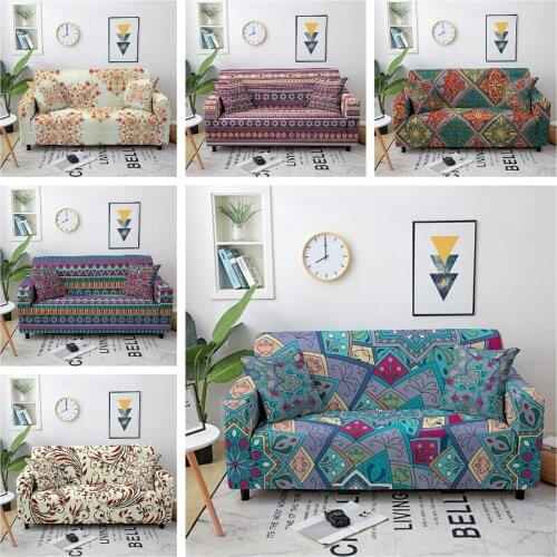 Mandala Elastic Sofa Cover Bhemia Style Sectional Couch Cover All-inclusive Sofa Slipcover Anti-dirty Sofa Protector