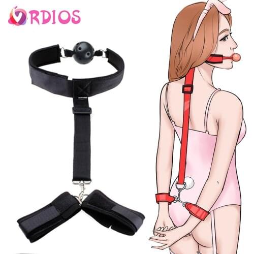 VRDIOS Erotic Sex Toys For Couples Women Slave Open Mouth Gag Ball BDSM Bondage Sex Handcuffs Toys for Adult Exotic Accessories