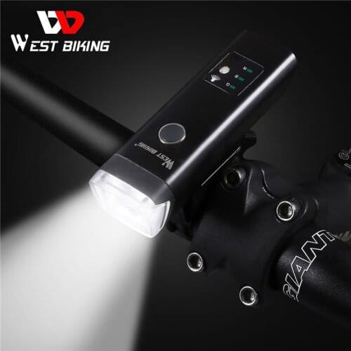 WEST BIKING Intelligent Bicycle Light Sensor Auto Lamp Waterproof USB Rechargeable Cycling Warning Flashlight 4 Modes Bike Light