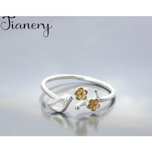 JIANERY Wholesale Real Silver Color Bird Rings For Women Statement Jewelry Finger Ring anillos mujer bijoux