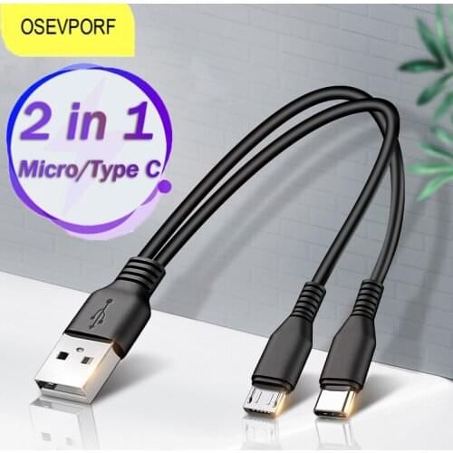 2 in 1 Micro USB Cord Type C Cables Fast Charger Wire for Huawei Samsung Android Phone Tubo Dual Charge for Samsung Galaxy S20