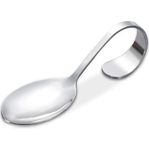 QueenTime Coffee Spoon Stainless Steel Spoon with Curved Handle Tea Salad Desert Spoon Serving Stirring Spoon Kitchenware