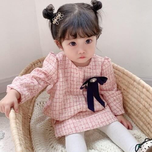 Baby girl clothing set winter plaid cotton clothes set baby girl outwear+skirt 2pcs/set children suit children clothes sets