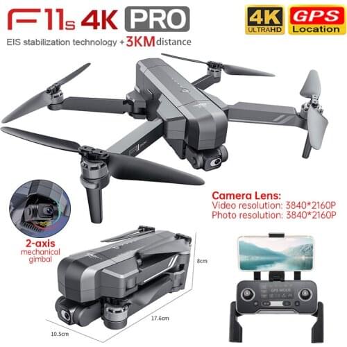SJRC F11s 4K Pro Drone GPS Profissional 3KM Distance 2-Axis Gimbal EIS Anti-Shake 5G Wifi Brushless RC Quadcopter VS SG906 Max
