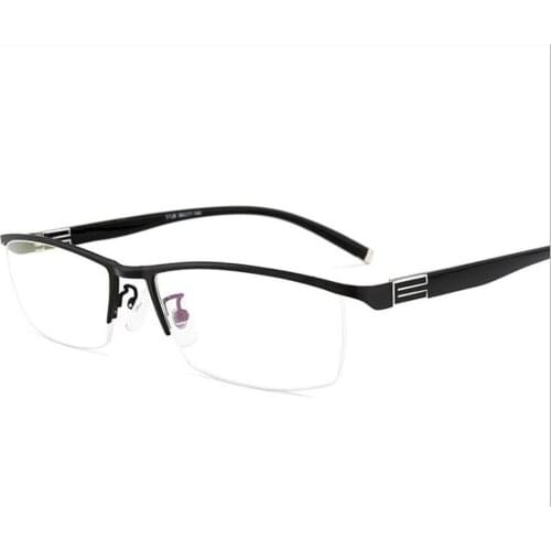 Lightweight Men Business Halfrim Glasses Frame 56-17-140 Quality Metal Rim Elastic Acetates Leg for Prescription Myopia