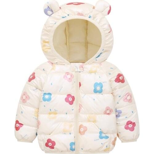 ZWF1364 light down jacket for girl coat with hoodies boys clothing 7 colors cartoon clothes good quality children jackets