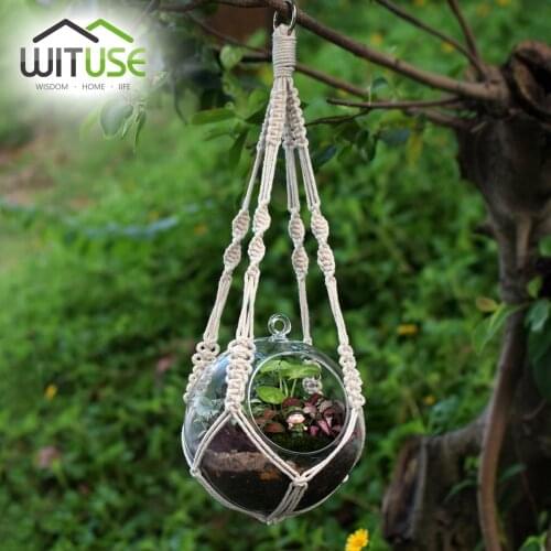 Macrame Handmade Plant Hanger Baskets Flower Pots Holder Balcony Hanging Decoration Knotted Lifting Rope Home Garden Supplies
