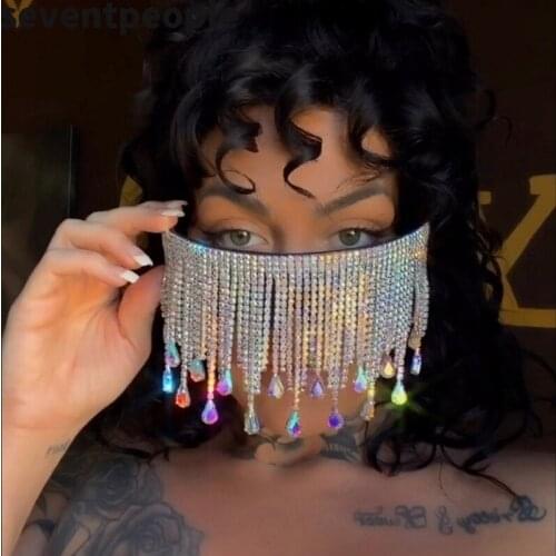 Fashion Oversized Square Sunglasses Women 2020 Luxury Rhinestone Diamond Tassel Steampunk Sun Glasses Ladies Protective Eyewear