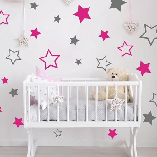 Cartoon Star Pattern Wall Sticker Baby Nursery Kids Room Star Space Moon Wall Decal Bedroom Living Room Vinyl Child Home Decor