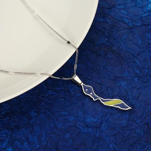 Stainless Steel Curacao Map Flag Pendant Necklace for Women Girls Curacao Map Jewelry