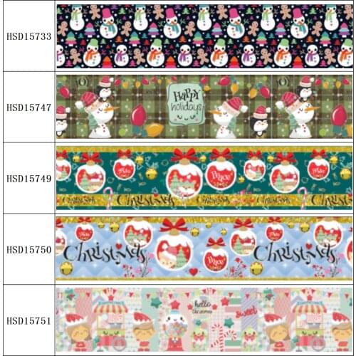22MM 25MM 38MM 50MM 75mm Printed Pattern Christmas on Grosgrain Ribbon for diy ribbon