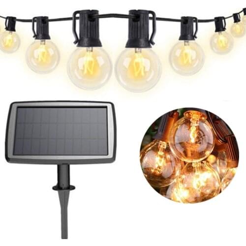 New 5/7.6M G40 Solar String Lights Outdoor Garden Garland Edison Glass Solar Led Light Outdoor Solar Garland for Garden Camping