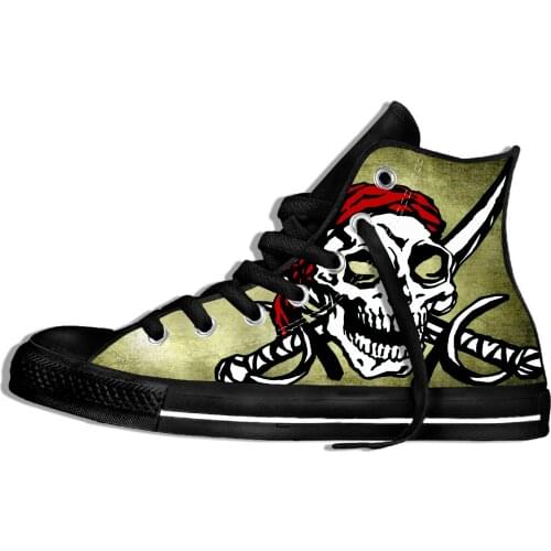 Customized Mens Spring High Top Casual Shoes Breath Summer Male Canvas Shoes Gothic Skull Sneakers 3D Pattern Man Flat Shoes