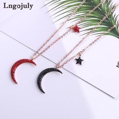 New Titanium Steel Moon&Star Necklaces For Women Anniversary Engagement Wedding Necklace Accessoeries Jewelry Gift Wholesale