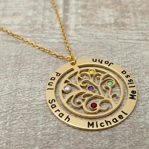 Personalized Family Tree Necklace Custom Name Necklace Tree Of Life Gift For Mom Dropshipping Jewelry