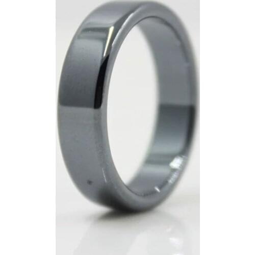 Fashion Finger Jewelry Smooth 6mm Width Flat Black Female Hematite Natural Couple Mens Womens Rings Christmas Gifts Party