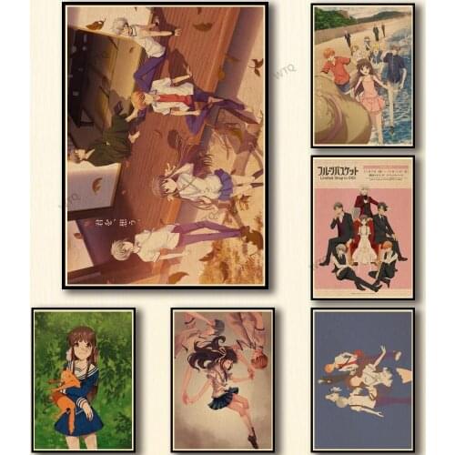WTQ Retro Poster Fruits Basket Anime Posters Wall Decor Canvas Painting Wall Art Picture Home Decor （Size in cm