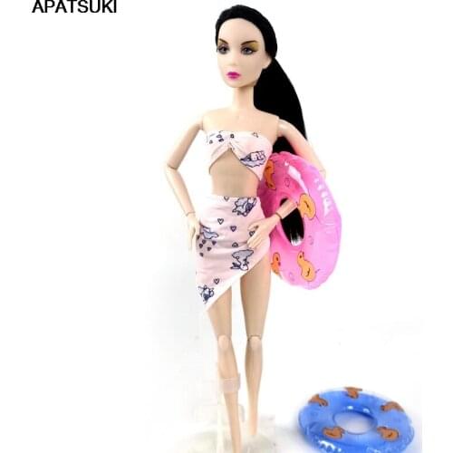 Pink Rabbit Bikini for Barbie Doll Clothes Beach Underwear Lifebuoy Bathing Swimwear For 1/6 BJD Doll Accessories Kids Toy Gift