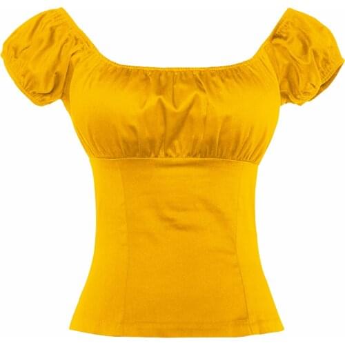 Summer New Vintage T Shirt Women TP204 Short Sleeve Cotton Punk Yellow Women Top Plus Size tee shirt femme