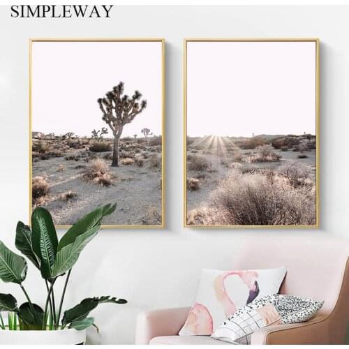 Scandinavian Desert Sunset Landscape Poster Nordic Nature Canvas Art Print Painting Wall Picture for Living Room Decoration