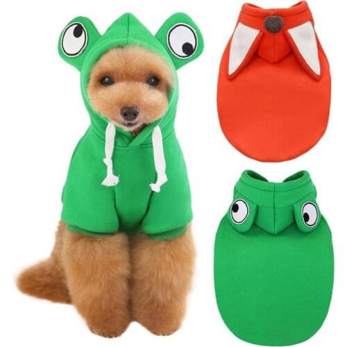 Dog Hoodies Clothes Frog Fox Style Fleece Pets Clothing Thickening Warm Coat for Puppy Chihuahua Medium Dogs
