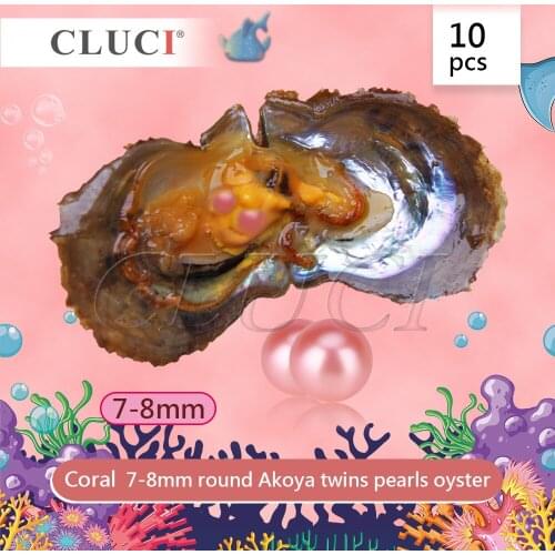 CLUCI Stunning Coral color akoya pearls grade, 20 pearls in 10 PCS cultured oysters, 7-8mm for NECKLACE MAKING WP290SB