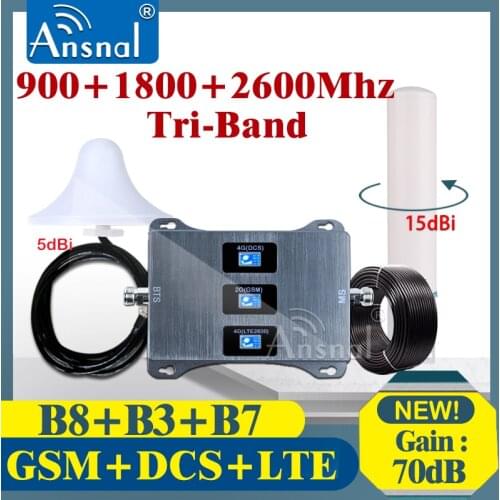 Amplifier 4G 900 1800 2600Mhz Tri-Band Cellular Signal Booster GSM Repeater 2g 3g 4g Cellphone Cellular amplifier GSM WCDMA LTE