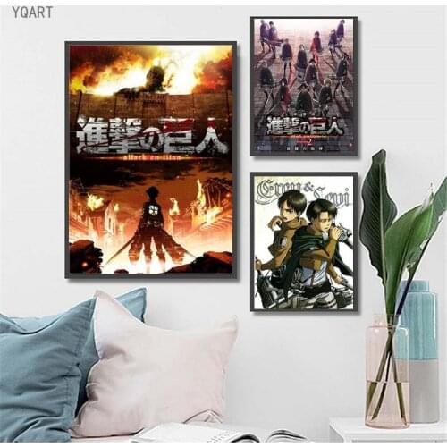 Japan Comic Attack On Titan Posters Wall Art Canvas Painting Japanese Anime Pictures For Home Living Room Decor (No Frame)