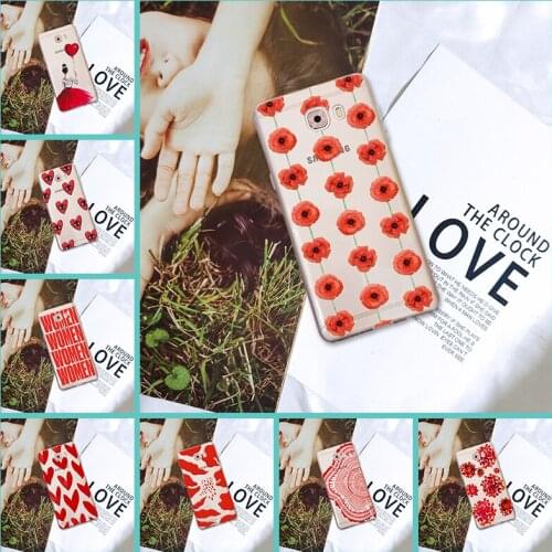 Back Cover For Samsung Galaxy C5 C7 C9 Pro Silicone Red Flower Heart Women Girl Pretty Phone Case For Samsung Galaxy C5 C7 C8