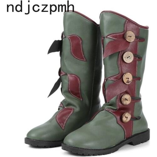 Womens Boots The New winter Color matching fashion plush Round head flat Middle tube Martin boots Womens shoes plus size 34-43
