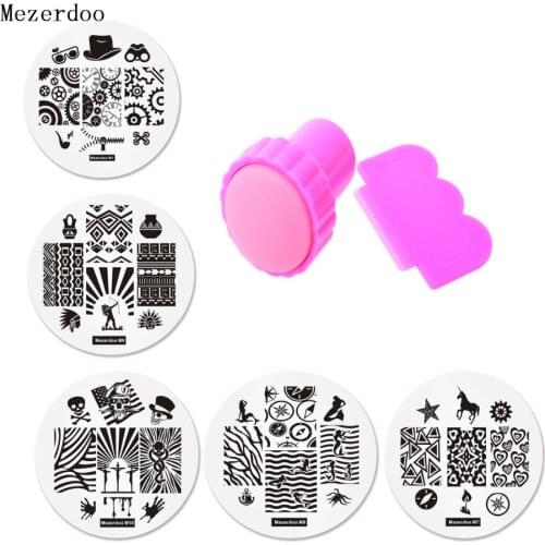 Unicorn Mermaid Style 10 Round Stamping Plates + 1 Stamper Scraper Set DIY Nail Art Template Image Plate for Nials Decorations