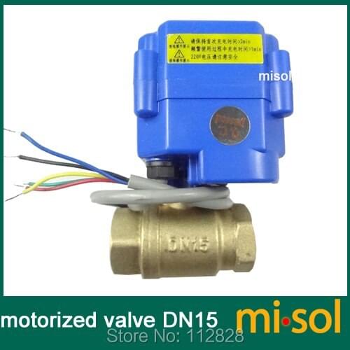 10 pcs of motorized valve brass, G1/2" DN15, 2 way, CR05, electrical valve, motorized ball valve