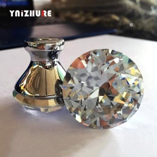 10pcs 30mm Modern Crystal Diamond Handle Glass Knobs Handle Hardware Cabinet Drawer Wardrobe Door Pull Continental Simple