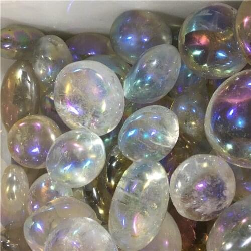 100-120g Natural White Rainbow Angel Aura Quartz Crystals Stones Specimen Collection Healing Home Decor