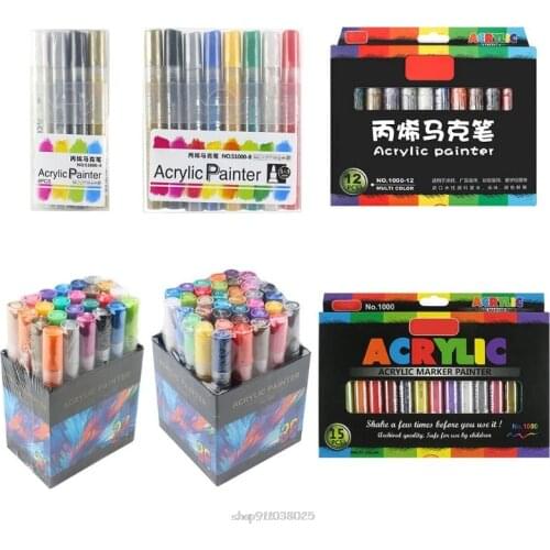 4/8/12/15/24/36 Colors Acrylic Paint Marker Pen Detailed Marking for DIY Album Glass Ceramic Rock Ja19 21 Dropship